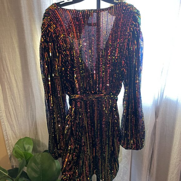 FAIRESTY - sequin tie dress v neck XXL ( fits smaller sizes too) - Picture 9 of 11